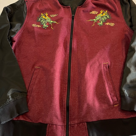 XL RAW YARN INDUSTRIES Red Dragon Asian Unisex Lightweight Jacket Fall Winter - Picture 9 of 10